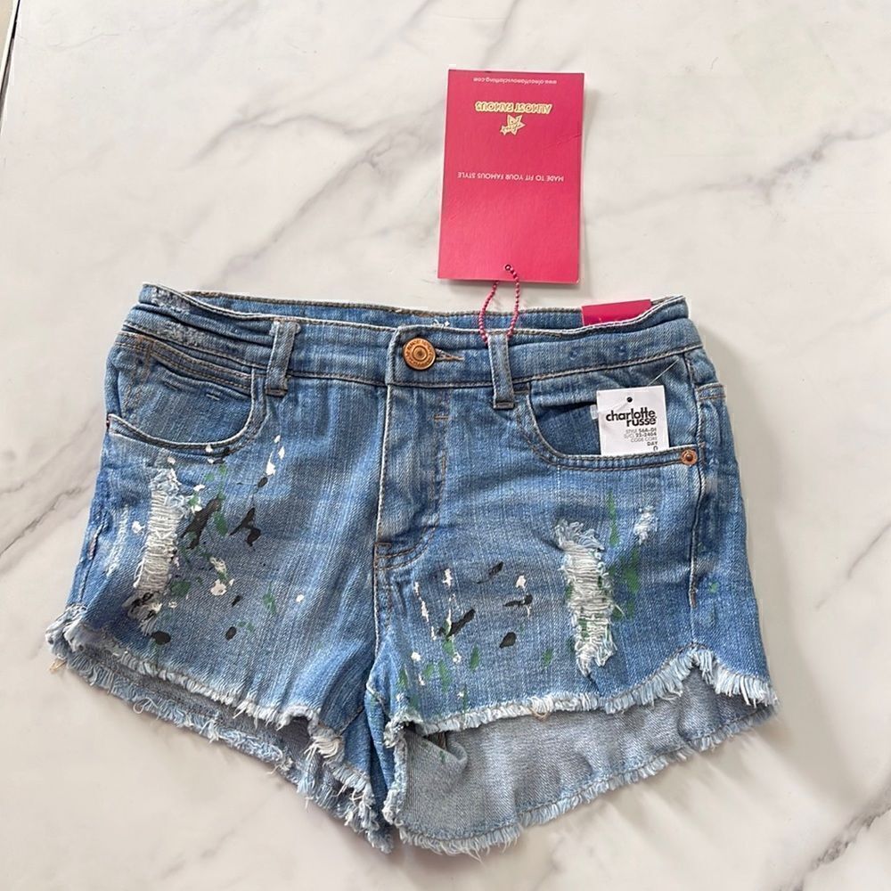 Painted jean shorts